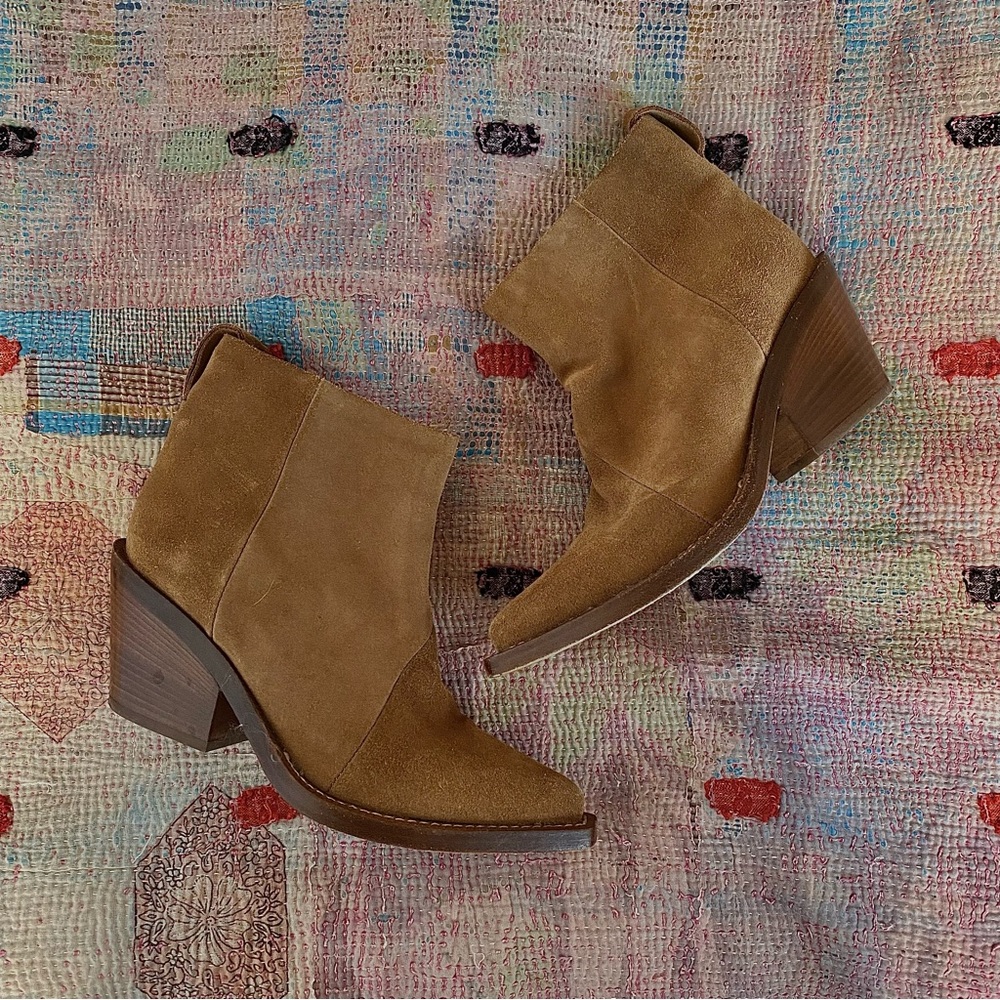 ACNE STUDIOS Donna Tan Suede Western Ankle Boot | Size 36